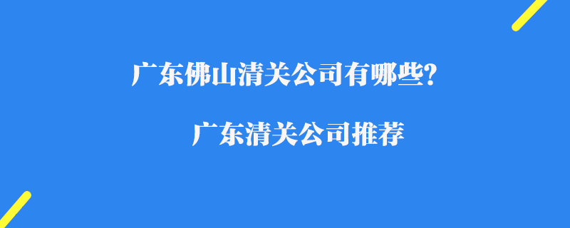廣東佛山清關公司有哪些？廣東清關公司推薦